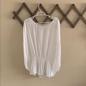 White flutter sleeved blouse